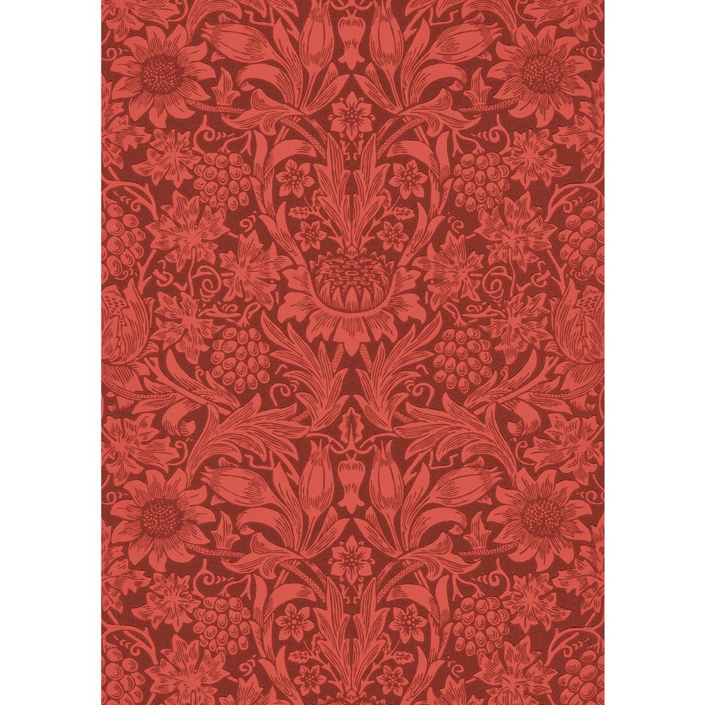 Sunflower Wallpaper 216960 by Morris & Co in Chocolate Red